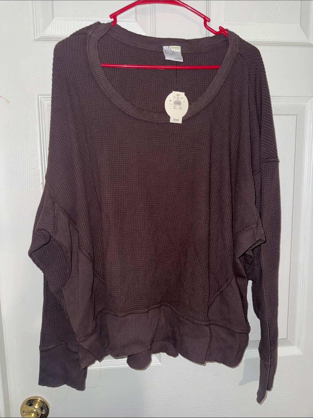 aerie relaxed long sleeve top (brown)
